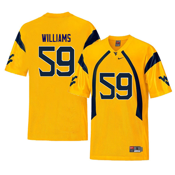 NCAA Men's Luke Williams West Virginia Mountaineers Yellow #59 Nike Stitched Football College Retro Authentic Jersey FU23N58UG